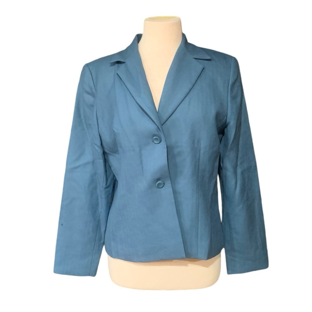 ❤️Blue Pendleton lined wool blazer size 10 petite